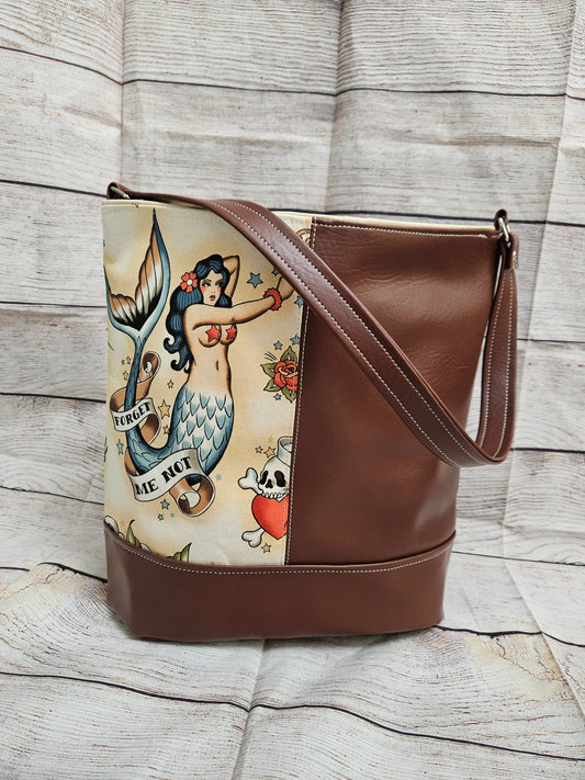 Sailor Mermaid tattoo Bucket bag